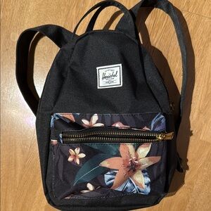 Herschel Black Floral Mini Backpack